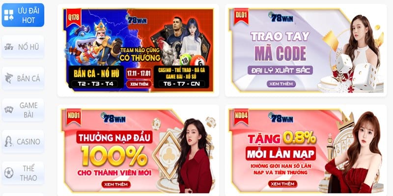 Khám phá ưu đãi độc quyền tại sân chơi 78win