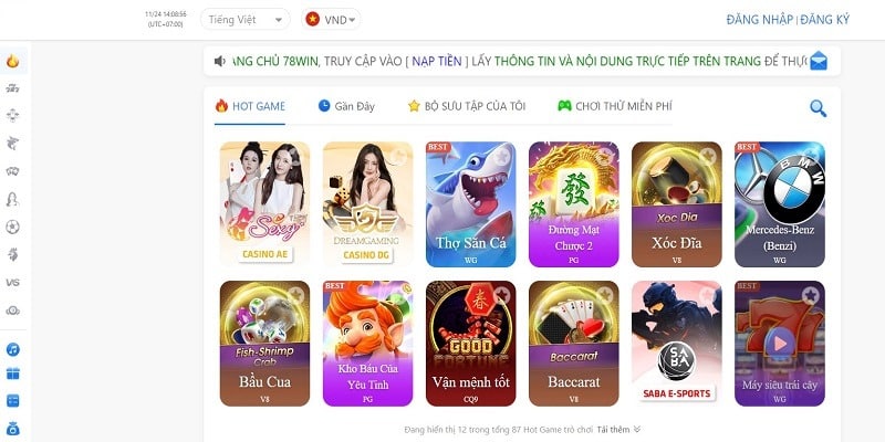 Người chơi tìm đến trang chủ 78win và chọn lệnh đăng ký